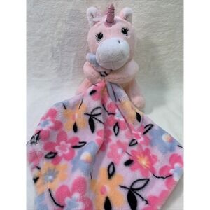 Little Beginnings Pink Plush Unicorn with Floral Security Lovey Blankie Soft